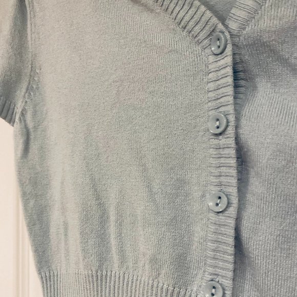 Light Blue Shrug Cardigan Crop Button Down Sweater - Picture 4 of 4